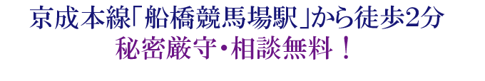 京成本線「船橋競馬場駅」から徒歩2分　秘密厳守、相談無料　IGJ池田洋三行政書士事務所